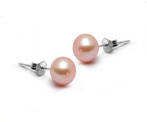 Infinite U 925 En Argent Pur Perles d'eau douce 8-9mm Femme Clou/Boucles d'oreilles Rose -Offre Spéciale
