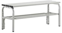 Sypro | Umkleidebank aus Edelstahl | HxT 450 x 350 mm | Länge 1015 mm | lichtgrau | Schuhrost