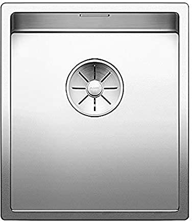 BLANCO CLARON 340-IF | Edelstahl Spüle | Einbauart: Einbau von Oben & Flächenbündig | für 40 cm breite Unterschränke | Widerstandsfähig gegenüber Kratzern | Großes Beckenvolumen | [38x44x19,9 cm]