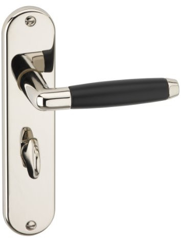 URFIC 14-1390-465-04E Cambridge Polished Nickel with Barrel Bathroom Door Handle Set - Black