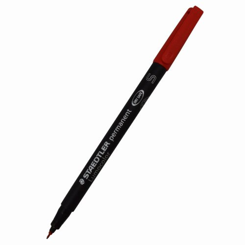 Staedtler Lumocolor S rot, wasserfest, wischfest, wasserfest, ca. 0,4 mm, rot (1 Stück)