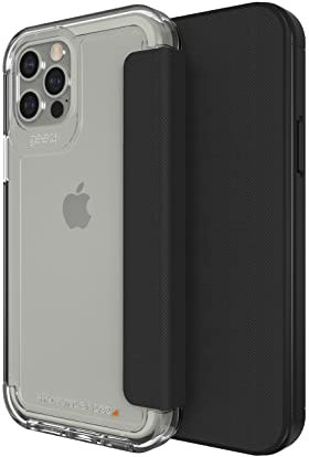 Gear 4 Wembley Flip Fred Compatible with iPhone 12 Pro Max 6.7 Case, Advanced Impact Protection with Integrated D30 Technology, Anti-Yellowing, Phone Cover - Transparent, 702006063, Wembley Fred Clear