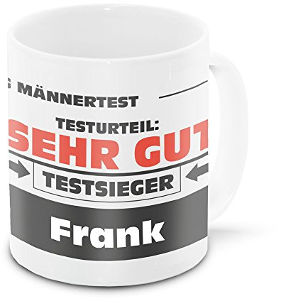 Namens-Tasse Frank mit Motiv Stiftung Männertest, weiss | Freundschafts-Tasse - Namens-Tasse