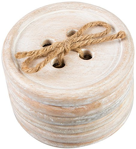 Sass & Belle Wooden Brown Button Coaster - Set of 6