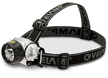 Doctorlight Frontale 40 Lumen (1W), orientabile. Luce 100%, 50% e Flash. Banda Elastica con Rinforzo Centrale. Ideale per l'esterno, Grigio