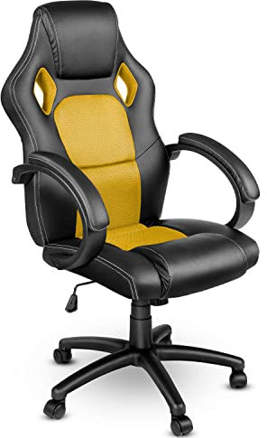 TRESKO Racing Chefsessel Bürostuhl Drehstuhl 14 Farbvarianten, gepolsterte Armlehnen, Wippmechanik, Lift SGS geprüft
