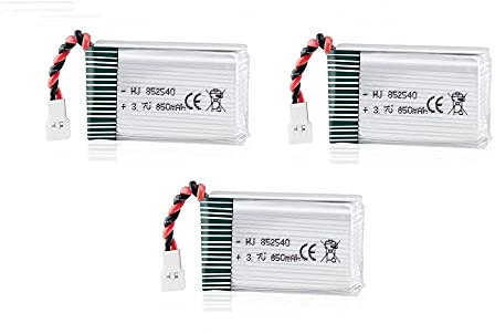 YUNIQUE GREEN-CLEAN-POWER - Syma - Lot de 3 Batteries Rechargeables 850mAh 3.7V Lipo pour Drones quadricoptères X5SC X5SW - Dimensions 48.5 x 29.5 x 14.50mm, Argent