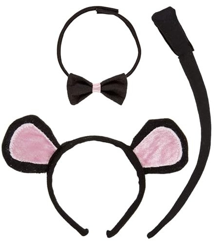 W WIDMANN MILANO Party Fashion - Ensemble de costumes pour enfants souris, oreilles, nœud papillon et queue, carnaval, soirée à thème