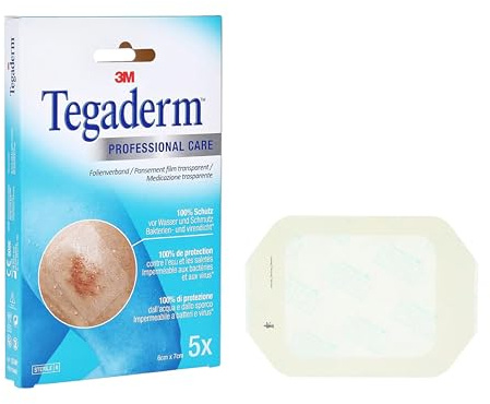 3M - Tegaderm film pellicola trasparente protettiva 10x12 cm, confezione da 5, 1626NP