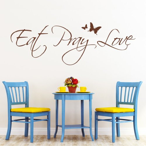 Wandtattoo: Eat Pray Love mit Schmetterlingen / 49 Farben / 4 Größen/schwarz / 62 x 180 cm