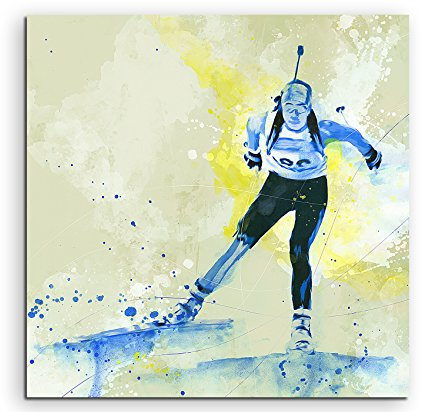 Paul Sinus Art Biathlon II 60x60cm SPORTBILDER Splash Art Wandbild Aquarell Art