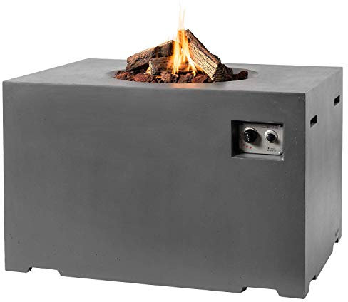 M A N I A Feuertisch für den Garten - Gas Feuerstelle ohne Rauch, Funken, Glut & Asche - Gaskamin Outdoor mit 19,5 kW als Stehtisch in Betonoptik grau 107 x 80 x 67 cm - Gasfeuerstelle Terrassenkamin