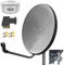 60cm HD Sat Anlage Quad LNB + 10m Koaxialkabel 135dB + 4 F-Stecker Digital 4 Teilnehmer Antenne Grau UHD 4K