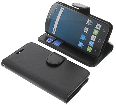 foto-kontor Funda Compatible con Alcatel One Touch Pop 2 (4.5) Estilo Libro Negra Protectora