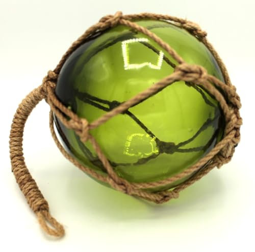 Sea-Club Fishing Ball Maritime Decorative Glass and Rope / Sisal Diameter 15 cm Green
