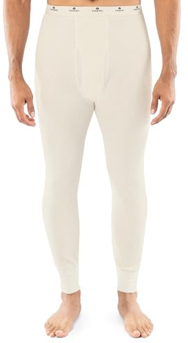 Indera Långkalsonger för män, underkläder, termiska, tungviktsbomull, våffelstickade, Natural, Medium