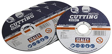 Sealey PTC/115CT5 Cutting Disc Ø115 x 1.6mm 22mm Bore Pack of 5