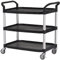 T-EQUIP PSC-230 Kunststoffwagen, 3 Etagen, LxBxH: 1100 mm x 520 mm x 1020 mm, Tragfähigkeit 250 kg, Schwarz
