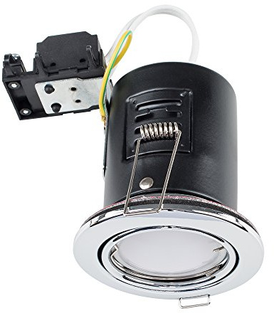 MiniSun | Pack of 6 Fire Rated Polished Chrome Tiltable GU10 Recessed Ceiling Downlights - Complete with 5w LED Bulbs [3000K Warm White] | Downlights & Home Improvements Essential | Mains Wired
