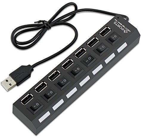 Aussel USB Hub Expansion High Speed USB 2.0 Multi USB Hub For PS3, Xbox, PC, MAC, Laptop, NoteBook, Mac, NetBook, Tablet, Tab, Supports Windows Vista/7/Mac