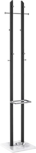 HAKU Garderobenständer Kleiderständer Metall Standgarderobe chrom schwarz weiß - Maße: B 34 x H 182 x T 33 cm, Style: Modern