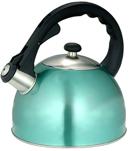 Creative Home Satin Splendor 2.8-Quart Whistling Tea Kettle, Aqua