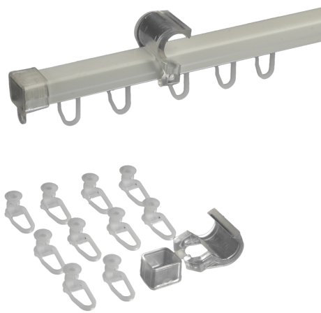 Liedeco U-Storelauf, Komplettschiene für Gardinenstangen, weiß, Länge 190 cm