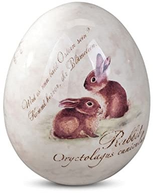 Formano 784421 Deko-Ei stehend 10 cm Frohe Ostern aus feinem, glasiertem Steingut gefertigt