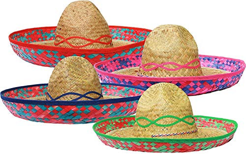 Mexican girasol sombrero Deluxe disfraz de sombrero de paja por Ilovefancydress disponible en múltiplos de: X1 – X6 – X12 – x24 – 48 – x100, Rosa, pack de 100