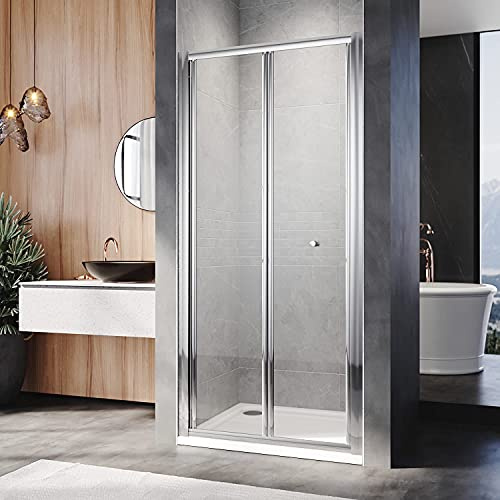 ELEGANT 760mm Bi-Fold Glass Shower Enclosure Door Cubicle Screen