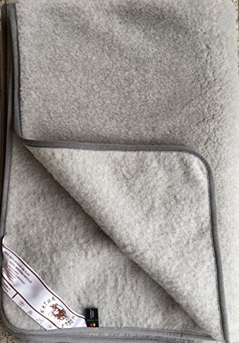 Alpenwolle Wolldecke Silber, Tagesdecke, Überwurfdecke, Sofadecke, Campingdecke, Wolle (180x200)
