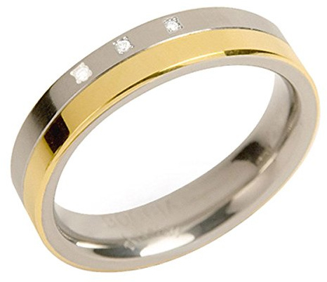 Boccia Damen-Ring teil-goldplattiert Titan 3 Brillanten GR.54 0129-0454