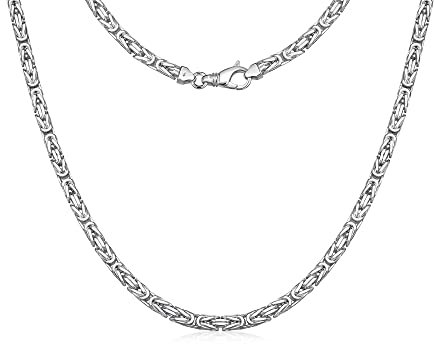 Silberketten-Store Königskette 925 Silber Herren 5 mm Stärke I Männer Silberkette mit Karabiner Verschluss I Panzerkette Herren vierkant hochglanz