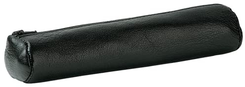 Elba 100203313 Federmäppchen, rund, echtes Leder Schwarz