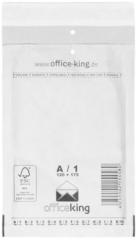 OfficeKing 50 x Luftpolstertaschen weiss Gr. A/1 (120x175 mm) DIN A6 - Marken-Qualität Polsterumschläge Versandtasche
