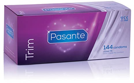 Pasante Trim, extra small and extra slim condoms - width 49mm, S, XS - with slim fit for a secure feel, 1 x 144 Pieces (144 Pack)