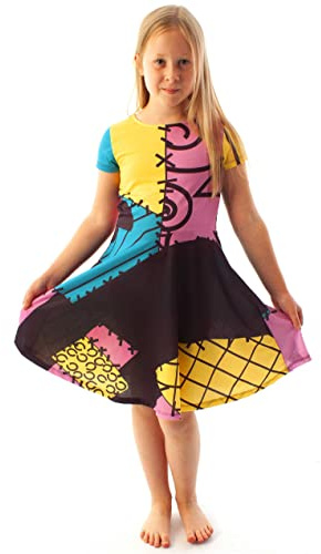 Disney Nightmare Before Christmas | Sally Dress Up Costume | Girls' Cosplay Outfit | Halloween Dress | Fancy Dress | Themed Party Costume Merch