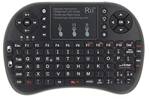 Rii Mini i8+ Bluetooth + Wireless (italienisches Layout) – Mini-Tastatur mit Touchpad, USB Wireless + Bluetooth, kompatibel mit Smart TV, TV-Box, Tablet, Smartphone, Konsole, PC, Fire TV