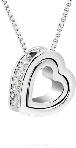 Halskette Herz C! Farbe: weißgold, verziert mit funkelnden Kristallen von Swarovski®