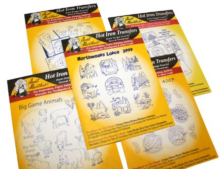 Aunt Martha's HIT0104 Iron On Transfer Patterns for Stitching, Embroidery or Fabric Painting, Nature Patterns for Tea Towels or Quilting, Set of 5