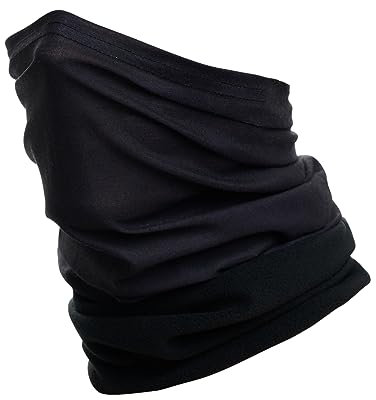 Hilltop® Polar Multifunktionstuch mit Fleece, warmes Schlauchtuch, Schal, Halstuch für kalte Herbst und Wintertage, für Damen und Herren, Trendige Farben, Farbe:Schwarz uni
