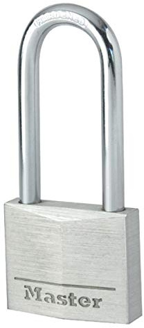 Master Lock 9140EURDLH Key Padlock in Aluminium with Long Shackle, Grey, 4 x 7,6 x 1,3 cm