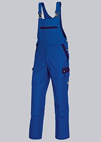 BP Profil 1844-720-113 Latzhose - Stretch-Hosenträger - Verstellbarer Bund - Taschen für Knieschoner - 65% Polyester, 35% Baumwolle - Kurze Passform - Größe: 27 - Farbe: königsblau/dunkelblau