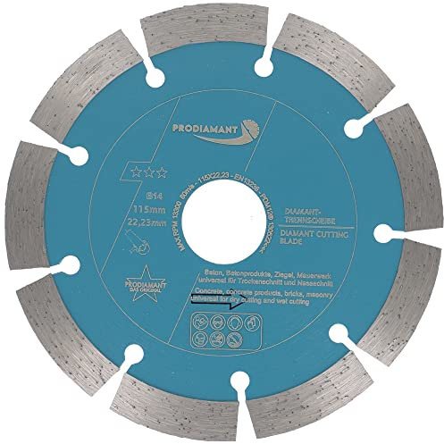 PRODIAMANT Diamant-Trennscheibe Beton 115 mm x 22,2 mm Diamantscheibe B14 115mm passend Winkelschleifer, universelle Bindung für Beton Baustoffe Stein und Ziegel