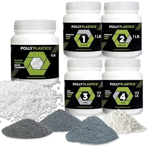 Polly Plastics Rock Tumbler Tumbling Media Grit Kit in Heavy Duty Resealable Bags