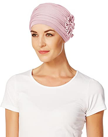 Christine Headwear Lotus Turban Damen Rosa | Chemo Kopfbedeckung Damen | Kopftuch für Damen Mit Haarausfall | Chemo Mütze Damen Auf 95% Viskose Bambus 5% Elasthan