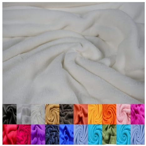 Fabrics-City wollweiß Minky Wellness Stoff zum Nähen Antipilling Fleece Polarfleece Microfleece für Kinderdecken Kuscheldecken Winterbekleidung DIY Nähprojekte hochwertiger Plüschstoff Baby, 3982