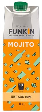 FUNKIN Cocktails Mojito Pre Mixed Cocktail Mixer| Just Add Rum | Refreshing & Minty Flavour | 0% ABV | Premium Ingredients for Bar-Quality Drinks | Perfect for Parties | 1 Litre, Pack of 6