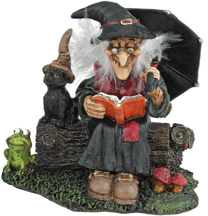 Design Toscano Betörende Hexen mit Zauberbuch - Figur, Maße: 7,5 x 4,5 x 11,5 cm