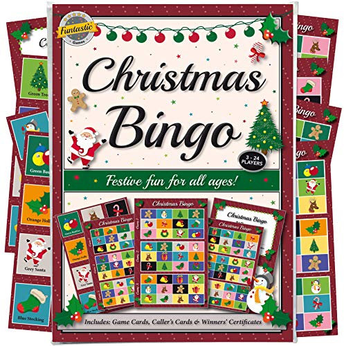 Christmas Party Bingo Game. A fun, entertaining activity idea for family, friends, office parties, clubs, or pubs. Novelty secret Santa gift or stocking/Xmas Eve box filler.